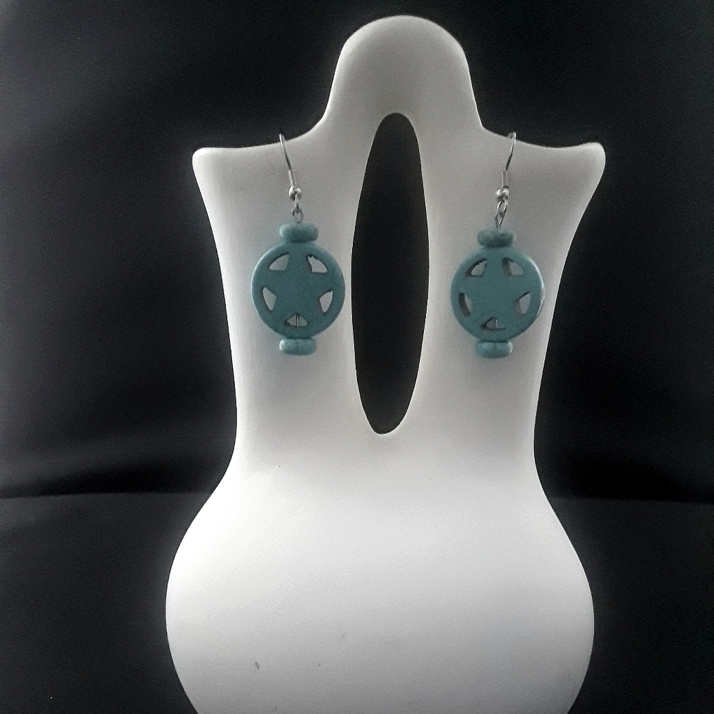 Turquoise Howlite stone earrings